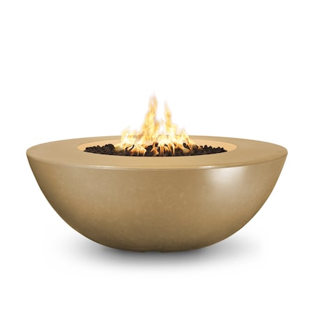 The Outdoor Plus 48 Round Sedona Fire Pit - GFRC Concrete - Brown - Plug & Play Electronic Ignition - Liquid Propane OPT-SEDWL48EKIT-BRN-LP